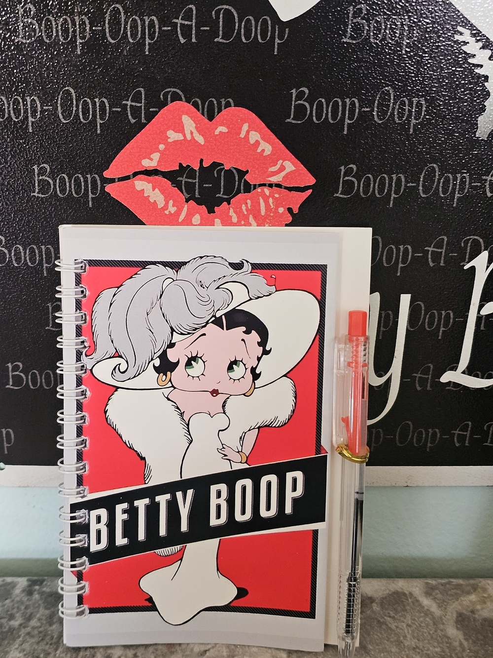 Betty Boop Red and White Spiral Notebook with Pen